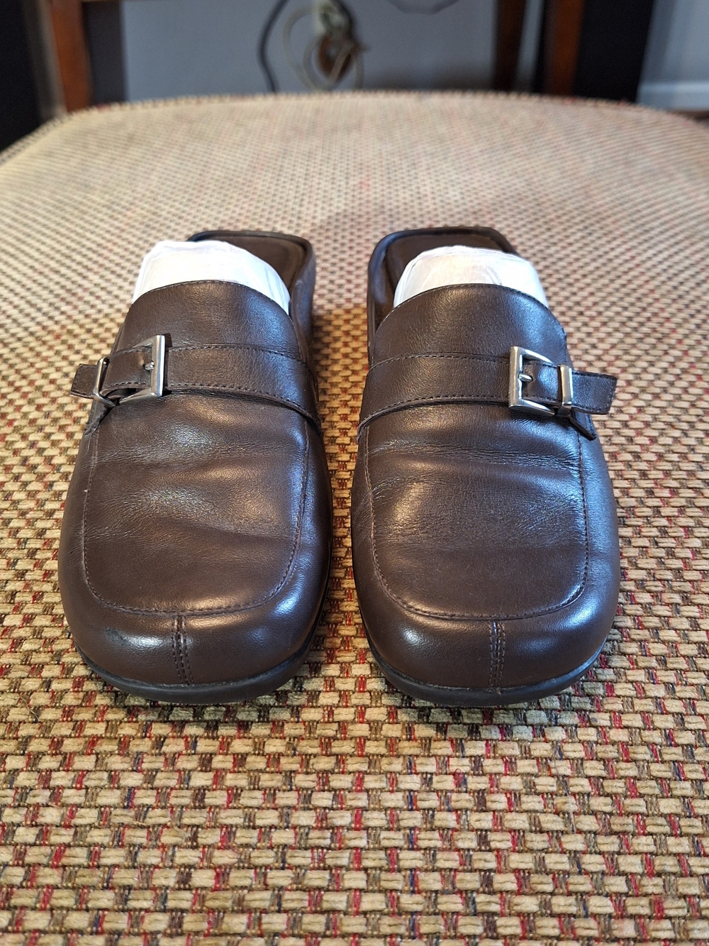 AEROSOLES Dark Brown Leather Slip-On Mules